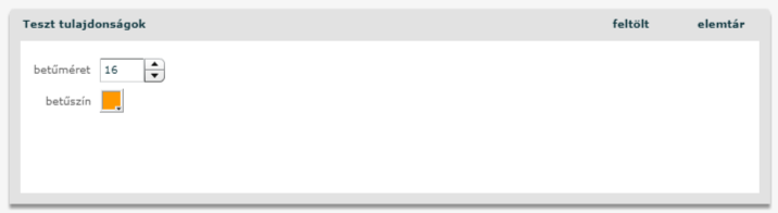 A tesztobjektum betűméretének és betűszínének állítása