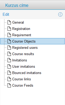 Kurzusobjektumok menüpont