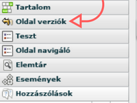 oldal verziók panel