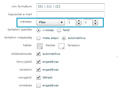 Content Configuration, flex beállítás