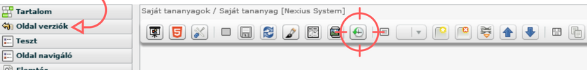 oldalverziók gomb az eszköztárban